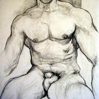 #Angel Diaz, #YNOTngl — drawing #9 - 1987.  Size: 36" x 36". Charcoal on paper
