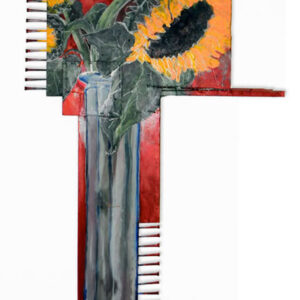 angel-diaz - Sunflowers - 1994 36" x 30" x 1" — Combine, Mixed medium, on wood panel PRIVÉ: NYC— USA, private collection.