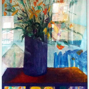 #angel-diaz— Flowers — 1987. 108” x  36”  mixed medium on Board. PRIVÉ: NY — USA, private collection.