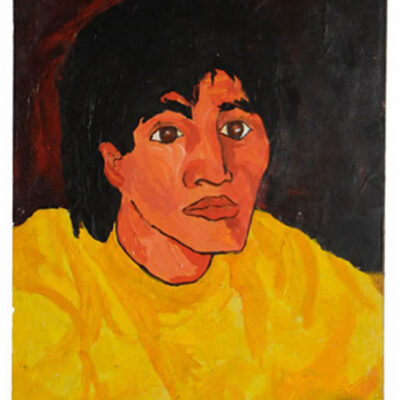 #AngelDiaz-YNOTngl-Self Portrait-b— 1984. 24” x 36” mixed medium on board. PRIVÉ: NY — USA, private collection.